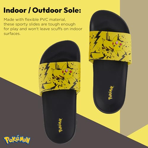 Pokemon Mens Pikachu Slide Sandals Pikachu Shoes - Pikachu, Ash, Charmander, Squirtle, and Bulbasaur Slides3