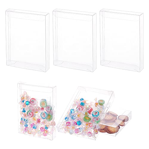 BENECREAT 30PCS 4.5x1x6 Clear Gift Box PVC Candy Treat Box Transparent Rectangle Wedding Favor Boxes for Treat Candy, Festival Gift Packaging
