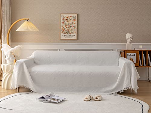 Sectional Couch Covers Set, 2 Pc L Shaped Sofa Covers For Sectional Sofa Set, Soft Jacquard Fabric Slipcover With Decorative Geometric Weave Guards Against Pet Hair, Stains, Fading (White, Large) #TOP7