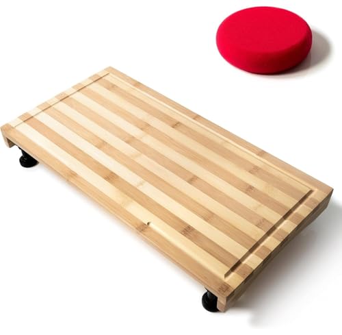 IRSTBL - Bamboo Stovetop Cover & Cutting Board with Adjustable Legs – Wooden Chopping Block for Kitchen, RV, or Camper – Includes Wax & Oil Sponge – 56 x 37cm