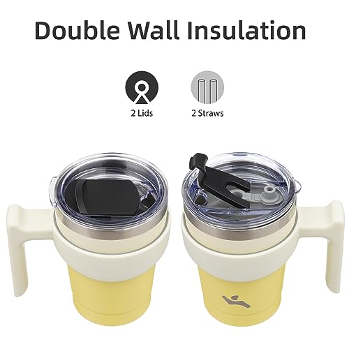 Image of Konokyo 10 oz Tumbler with Handle and Straw, Insulated Travel Mug