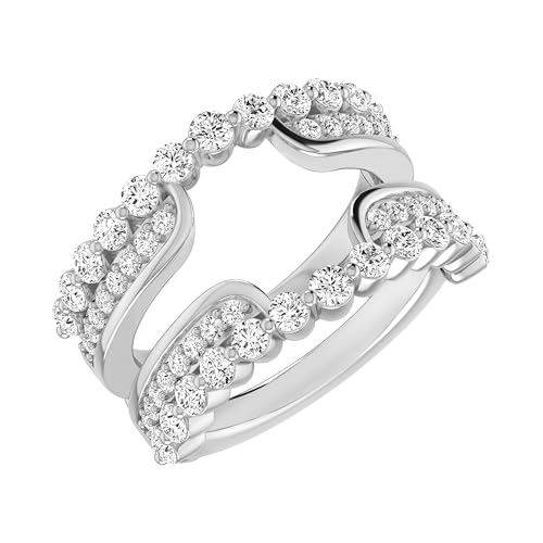 Enhancer Guard Ring, 1.21 Cttw Round Cut Natural Diamond Wrap Ring in 10K White Gold, Women's Engagement Ring, Wedding Ring3