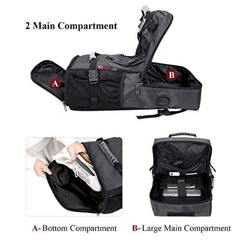 WITZMAN Travel Backpack for Men and Women Convertible Duffle Luggage Bag fit 17 Inch Laptop Carry On Bags for Airplane and Sling Bag with USB Charging Port Lightweight Crossbody Bags Casual Daypack4