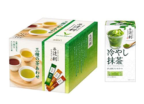 【Amazon.co.jp 限定】 辻利セット 3種の茶あわせ100P &冷やし抹茶5P 【セット買い】