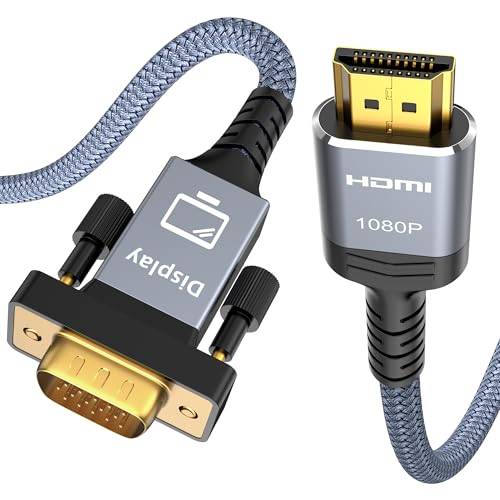 Capshi HDMI to VGA Male Adapter 1080P, 6 Feet Cable Uni-Directional Only for Laptop, PC, Monitor and...