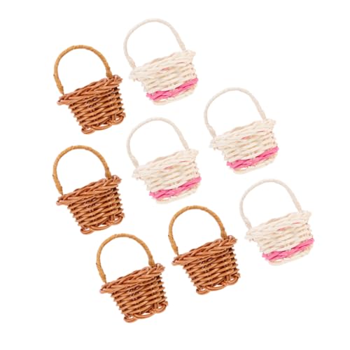 VILLCASE 8 Piezas Cesta De La Compra De Ratán Mini Cesta Adornar Pequeña Cesta Con Asa Cesta Pequeña Minicestas Tejidas Canasta De Flores Tejidas Cesta Tejida Con Asas El Plastico