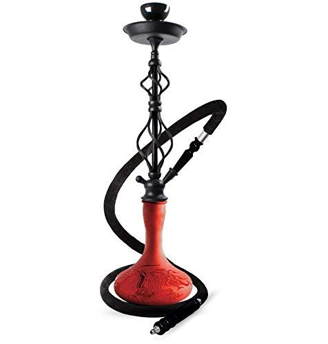 Sahara Smoke DRAGON RED Pipe à eau avec tête de tonneau Vortex et pince à fumer