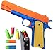 Colt 1911 Toy Gun with Soft Bullets and Ejecting Magazine. Actual Size of M1911 with Slide Action Orange Barrel for Training or Play