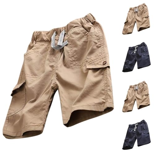 XINYUNZU Cargo Shorts Jungen Sommer Outdoor Kurze Hose Mode Cargohose Kurz Leichte Sommershorts Sport Freizeithose Kurze Hosen für Kinder und Teenager Jungen Khaki 11 Jahre