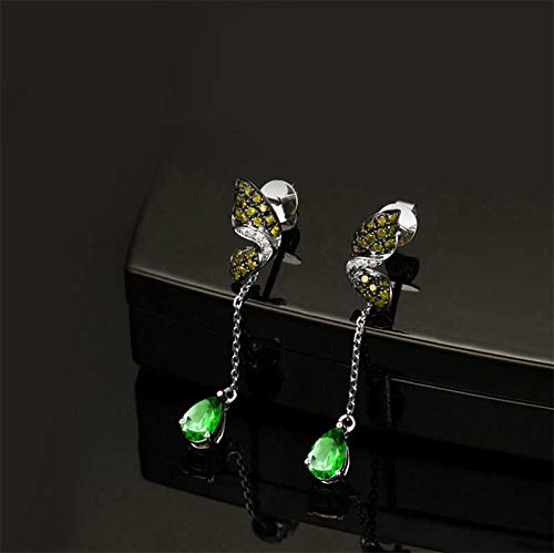 Boucles papillon chaîne argent et zirconium vert pour vos soirées - 5