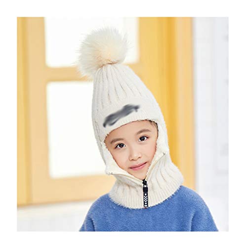 ZNZN Kids Scarf Boys Girls Winter Warm Windproof Hat Kids Wool Lined Earflap Caps Ski Riding Warm Skull Knit Caps for Children Scarves (Color : Beige, Size : (21.6in or More))