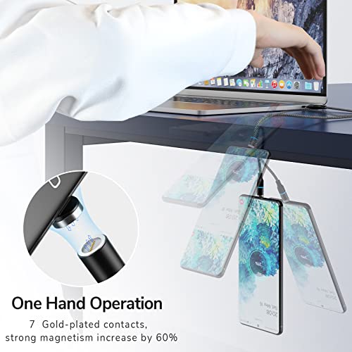 Cafele Magnetic Type C Cable,【2 Pack 6.6Ft】 Magnetic Usb C Cable With Led Light, Support Qc 3.0 Fast Charging & Data Transfer, Nylon Braided Magnet Phone Charger Cord For Type C Devices - Black #TOP5