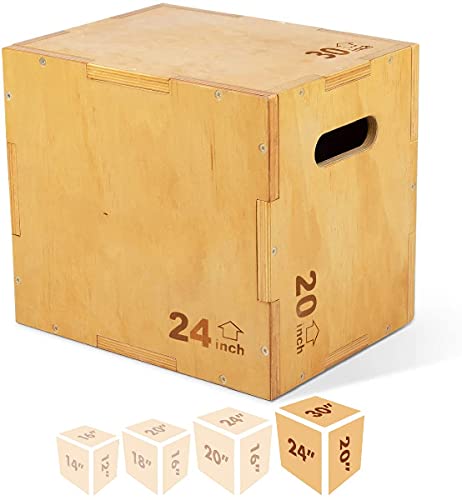 ULTIMAXCross Wood Board Non-Slip Wood Plyo Box Essential for Plyometrics Training Workout Step Platform, 3-in-1 Crossfit Equipment for Fitness, Box-Squats and Steps-up