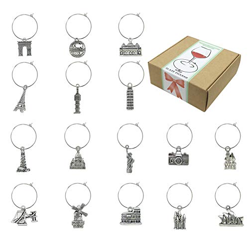 Wine Glass Charms Markers Tags Identification,Wine Charms for Stem Glasses,Wine Bachelorette Tasting Party