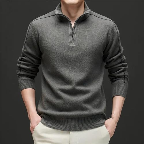 Men’S Casual Wool Warm Turtleneck Pullover Sweater Thick Long Sleeve Half-Zip Knit Jumper Tops2