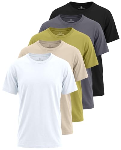 Image of 5 Pack Boys' Cotton T Shirts Crew Neck Plain Short Sleeve Tops Kids Teens