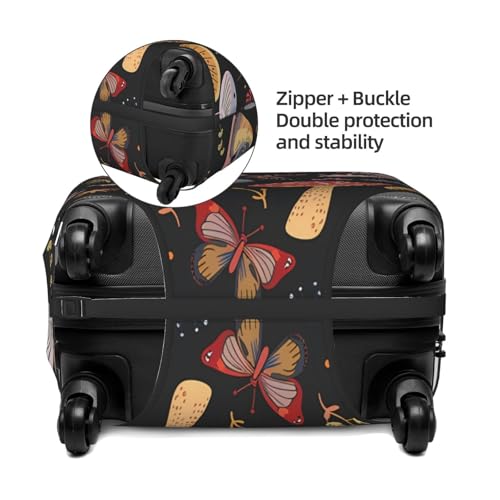 Colored Autumn Mushroom Butterfly Snails Luggage Cover Elastic Travel Suitcase Covers, Anti Scratch Dust Proof Baggage Covers, Fits 22-24 inch Suitcases3