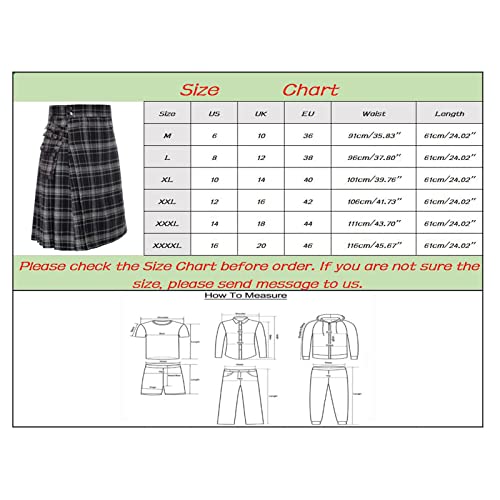 Kilt écossais plissé gris à poches contrastées look mode utilitaire 3XL - 3