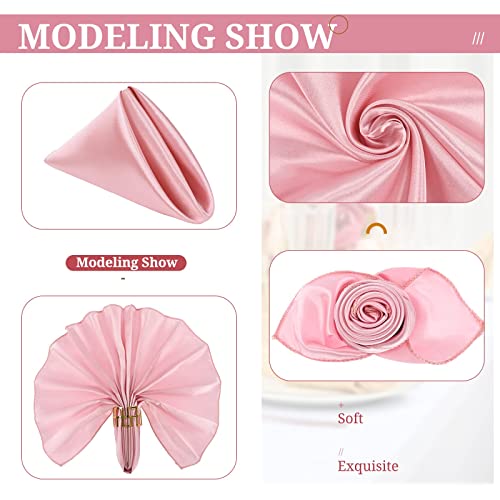 Rose Gold Satin Napkins 40 Pcs Satin Cloth Napkins Square 20 Inches Soft Smooth Fabric Table Napkins Washable Cloth Napkins For Weddings Parties Holiday Dinner Thanksgiving Christmas (Rose Gold) #TOP5