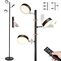LED Tree Floor Lamp, Dimmable Modern Floor Lamp with Remote & Touch Control, 3 Rotatable Light Floor Lamps with Timer, 4 Color Temperatures, Tall Standing Lamp for Living Room, Bedroom, Office, Black