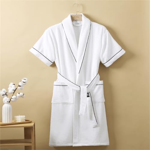 Women's & Men's 100% Cotton Terry Cloth Robe, Lightweight Short Sleeve Bathrobe with Pockets, Soft & Absorbent, Fast-Drying2