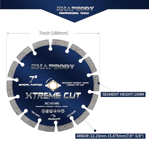 Image of RHAPSODY 7 Inch Diamond Saw Blade 2Pcs, Segmented General Purpose Blade