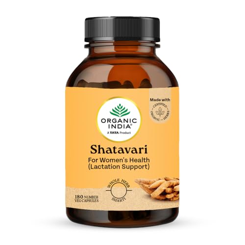 Image of A TATA Product - Organic India Shatavari - 180 Veg Capsules, With Natural Plant Based Estrogens, Boosts Health & Vitality For Women Of All Ages & Restore Hormonal Balance, GMP & NPOP Certified Organic