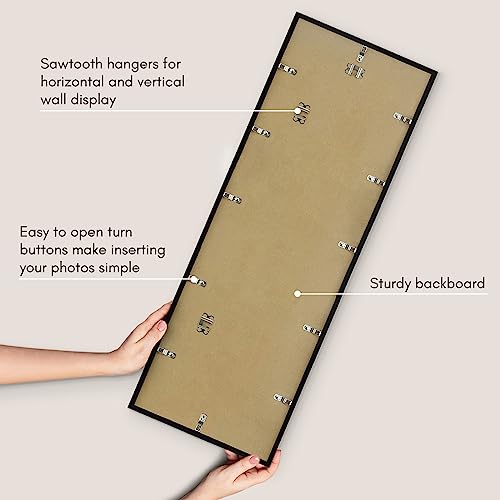 Americanflat 12x36 Picture Frame with Polished Plexiglass - Streamline Collection - Thin Border Picture Frame for Wall Display - Hanging Hardware Included - Black