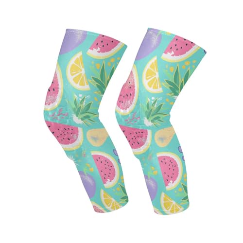 JUNZAN Tropical Fruits Pattern Basketball Knee Pads for Youth Kids Wrestling Knee Pads with Sleeves Sport Kneepads for Volleyball Football Turquoise