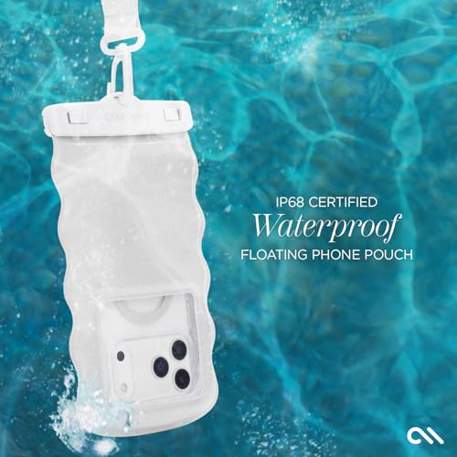 Image of Case-Mate Wavy IP68 Waterproof Large Phone Pouch - Ivory Twinkle | Hidden Pocket for Card /Cash - Floating Phone Case w /Crossbody Lanyard - Fits All Phones - Beach Cruise Ship Travel Essentials