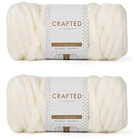 Crafted By Catherine Roving Yarn - 2 Pack, Ivory, Gauge 6 Super Bulky Cover