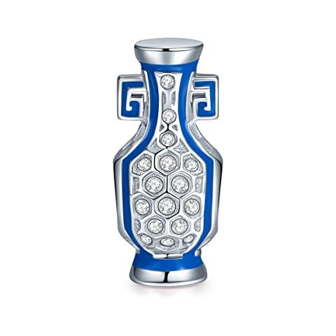 NinaQueen Eastern Beauty Blue Porcelain 925 Sterling Silver Blue Charms Fit pandöra Charms Cover