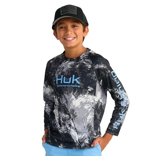 Image of HUK Kids Pursuit Pattern Long Sleeve Shirt, Fishing Shirt for Kids