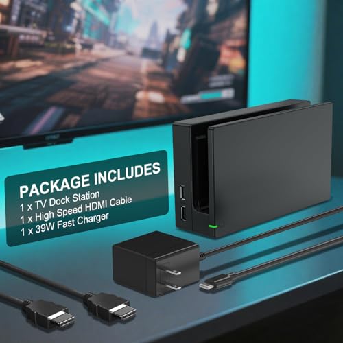 Image of BUERTT TV Dock Station for Switch,Replacement 3 in 1 TV Base Docking Station Set with Original IC Module,AC Charger,HDMI Cable Accessories for Switch Console