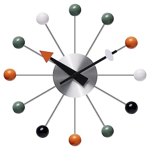 NUOVO 13 Inch Multicolor Mid Century Creative Silent Quartz Personality Funny Decorative Home Living Room Kitchen Office Retro Design Wall Clock