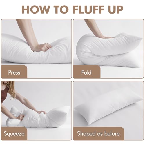 MIULEE 16x36 Inch Premium Lumbar Throw Pillow for Bed Sofa Couch Virgin Microfiber with 100% Cotton Cover Decorative Throw Pillow Insert Stuffer Form