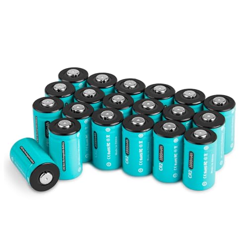 Matesk 20 pilas CR2 1000 mAh, pila CR2 3V No Recargable, para Detectores de Humo, Dispositivos de Alarma, Linternas, Cámaras, Pila Desechable Compatible con DLCR2 CR15H270 y KCR2