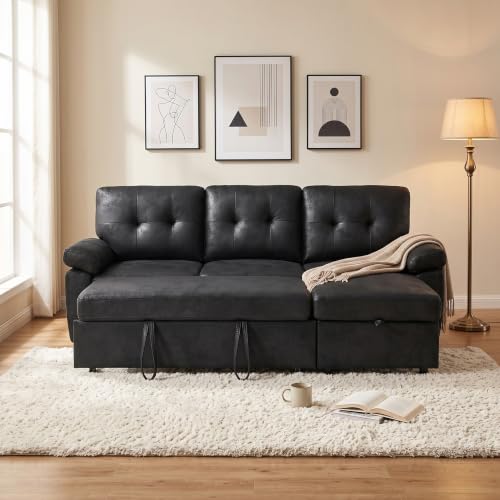 Image of KEIKI 88.5 inch Sectional Sleeper L Shaped Sofa with Pull Out Bed,
