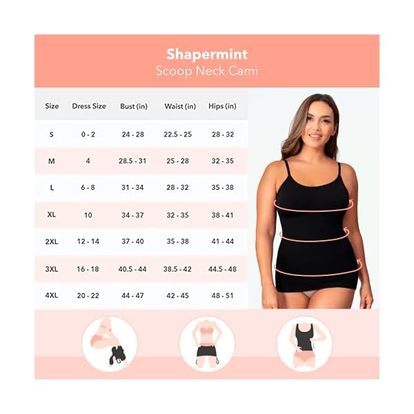 Shapermint-Scoop-Neck-Compression-Cami-Tummy-and-Waist-Control-Body-Shapewear-Camisole SHAPERMINT Womens Tops - Scoop Neck Cami - Tank Top for Women, Camisole for Women, Tummy Control Shapewear Black