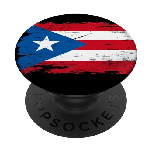 Bandera puertorriqueña Grunge desgastada Patrimonio de Puerto R PopSockets PopGrip Adhesivo