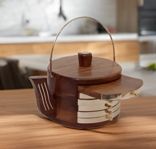 Almohadillas calientes de madera Purpledip juego de 6 apoya vasos 2