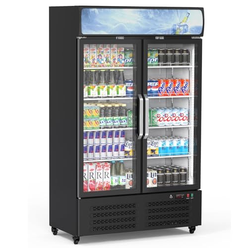 Image of Garvee Large Capacity Commercial Beverage Display Fridge, 11.3 Cu. Ft. Glass Door Refrigerator with Customizable Shelving and Lighting for Shops, Bars, Apartments