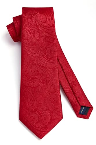 Image of HISDERN Ties for Men Paisley Floral Mens Ties and Pocket Square Cufflinks Set Classic Business Necktie Handkerchief