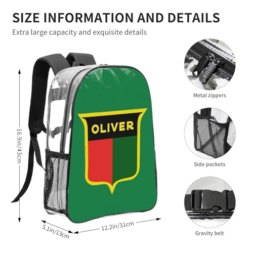 Oliver Farm Tractors And Equipment Clear Backpack - Lightweight Transparent Backpack For Security, Sports & Travel2