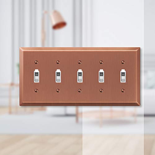 Image of Amerelle Century Quintuple Toggle Steel Wallplate in Antique Copper