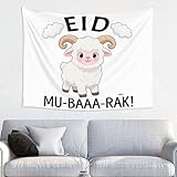 Eid ul Adha Mubarak Muslims Funny sheep Gorgeous Wall Decor Tapestry Exquisite Backdrop Banner Transform Space Instantly for Bedroom, Living Room, Dorm 29x37 Inches