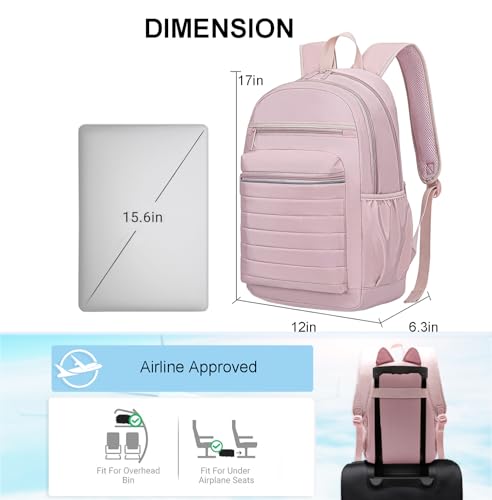 KEOFID Travel Backpack for Women, Womens Work Backpacks, Backpack Purse, Back pack for College Girls, Carry-On Travel Backpacks,Pink Bookbag (Light Pink)2