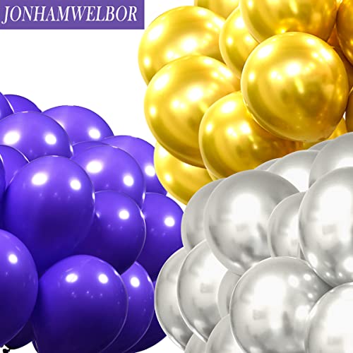 Image of Jonhamwelbor Dark Purple Balloons 12 inch 100 Pack Deep Royal Purple Latex Balloons for Women Birthday Baby Shower Wedding Bachelorette Party Decorations