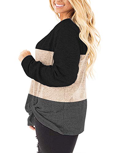 Image of DOLNINE Womens Plus Size Knotted Tops Long Sleeve Tee Shirts Loose Casual Blouse