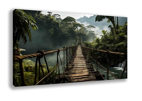 Visario Cuadro de 120 x 80 cm sobre lienzo puente colgante 5031 marca alemana y almacén. El cuadro está listo para enmarcar.